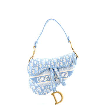 Saddle Handbag Logo Embroidered Oblique Canvas Medium