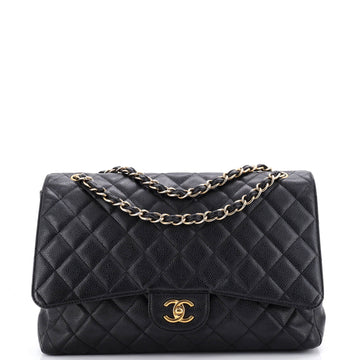 Classic Single Flap Bag Quilted Caviar Maxi