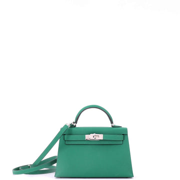 Kelly Mini II Bag Vert Vertigo Epsom with Palladium Hardware 20