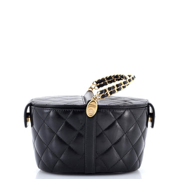 Double Sided Top Handle Vanity Bag Quilted Lambskin Mini