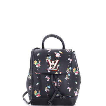 Lockme Backpack Floral Printed Leather Mini