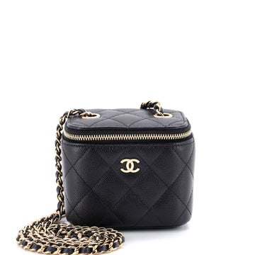 Classic Vanity Case with Chain Quilted Caviar Mini