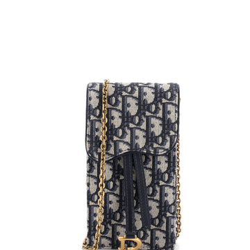 Vertical Saddle Chain Pouch Oblique Canvas