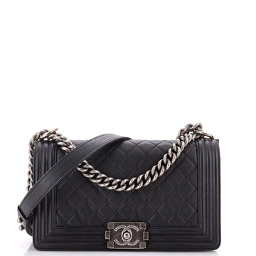 Boy Flap Bag Quilted Caviar Old Medium