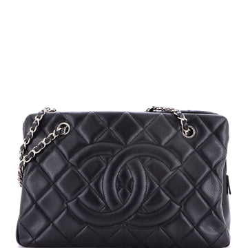 Timeless CC Shopping Tote Quilted Caviar Medium