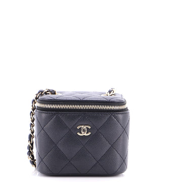 Classic Vanity Case with Chain Quilted Caviar Mini
