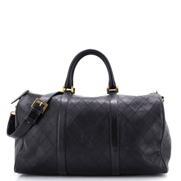 Vintage Diamond Stitch Boston Bag Quilted Lambskin Large