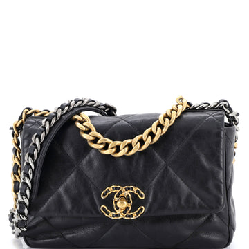 19 Flap Bag Quilted Leather Medium