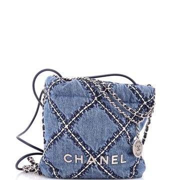 22 Chain Hobo Quilted Stitched Denim Mini