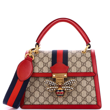 Queen Margaret Top Handle Bag GG Coated Canvas with Leather Small