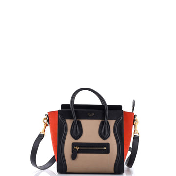 Tricolor Luggage Bag Leather Nano