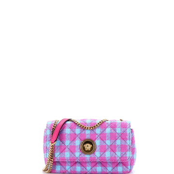 Medusa Icon Chain Flap Bag Quilted Tweed East West