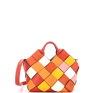Woven Basket Bag Leather Small
