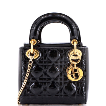 Lady Dior Chain Bag Cannage Quilt Patent Mini