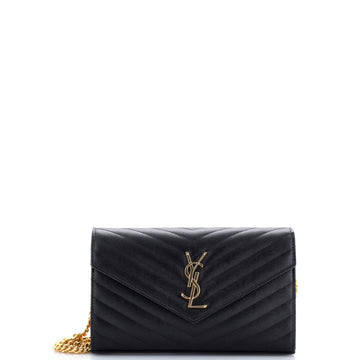 Classic Monogram Wallet on Chain Matelasse Chevron Leather Medium
