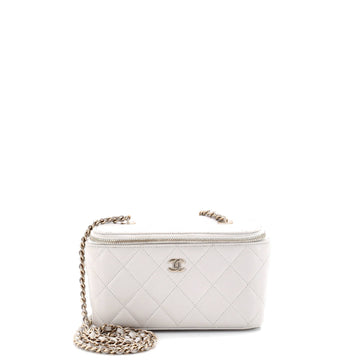 Classic Vanity Case with Chain Quilted Caviar Small