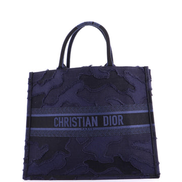 Book Tote Camouflage Embroidered Canvas Large