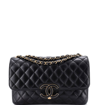 CC Chic Double Flap Bag Quilted Lambskin Medium