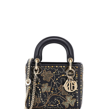 Lady Dior Chain Bag Embroidered Calfskin Mini