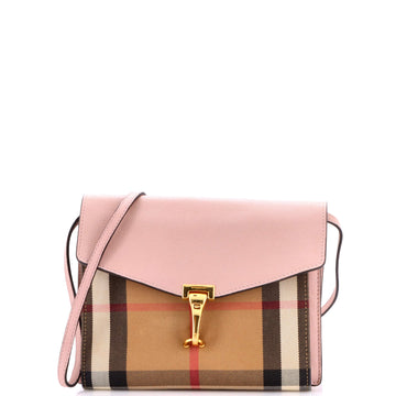 Macken Crossbody Bag Leather and House Check Canvas Small