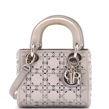 Lady Dior Bag Crystal Embellished Cannage Quilt Satin Mini