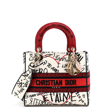 Lady D-Lite Bag Embroidered Canvas Medium