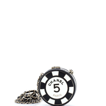 Poker Chip Clutch With Chain Quilted Lambskin with Enamel