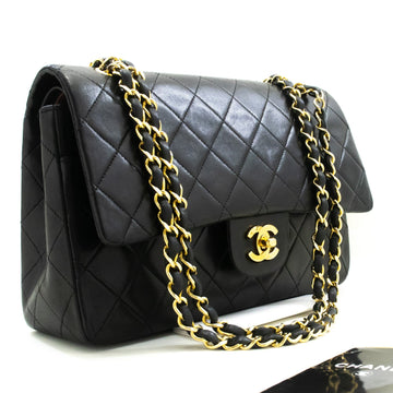 Top Quality Chanel Classic Double New 10" Chain Shoulder Bag Black Leather