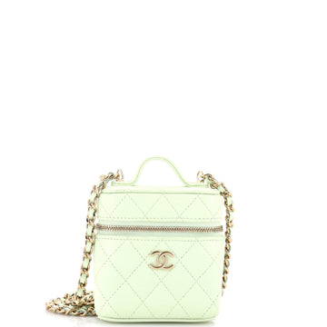 Handle with Care Vanity Case with Chain Quilted Caviar