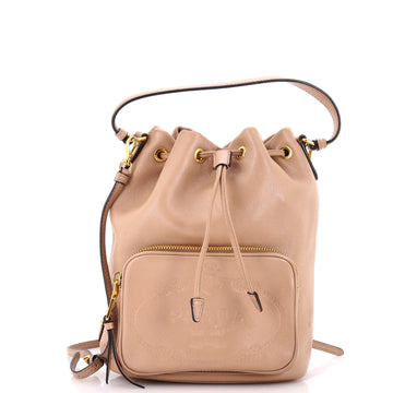 Logo Drawstring Bucket Bag Glace Calf Small