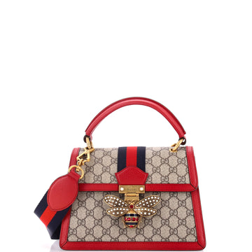 Queen Margaret Top Handle Bag GG Coated Canvas with Leather Small