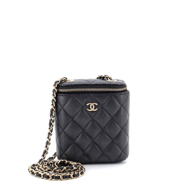Vertical Classic Vanity Case with Chain Quilted Caviar Mini