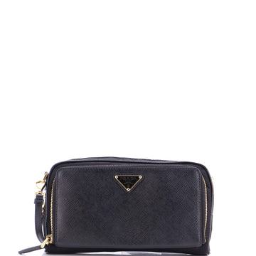 Double Zip Camera Bag Tessuto and Saffiano Leather Mini