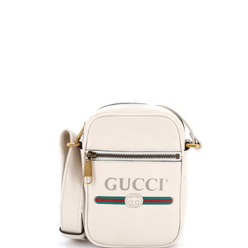 Logo Zip Messenger Bag Printed Leather Mini