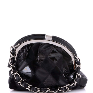 Vintage Patchwork Chain Frame Bag Quilted Mixed Leather and Snakeskin