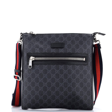 Web Strap Front Zip Messenger Bag GG Coated Canvas Medium
