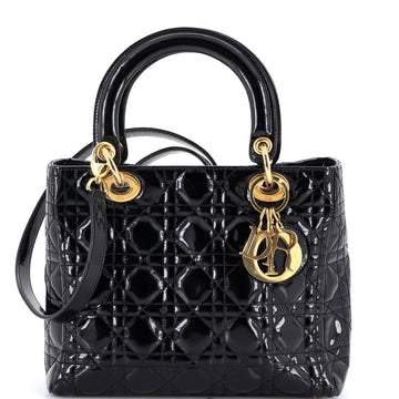 Vintage Lady Dior Bag Cannage Quilt Patent Medium