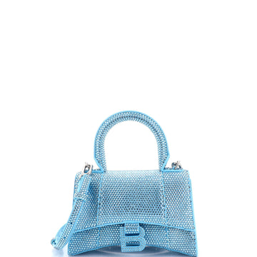 Hourglass Top Handle Bag Suede with Crystals XS