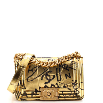 Boy Flap Bag Graffiti Crocodile Embossed Calfskin Small