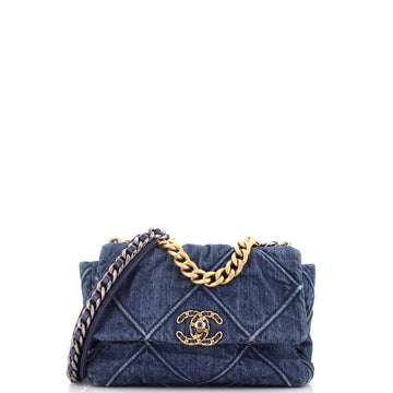 19 Flap Bag Quilted Denim Medium