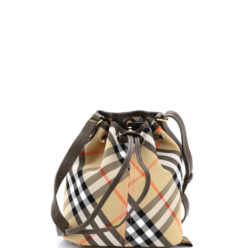 Wristlet Bucket Bag Vintage Check Canvas Mini