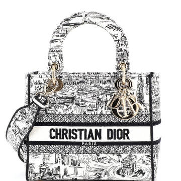 Lady D-Lite Bag Embroidered Canvas Medium