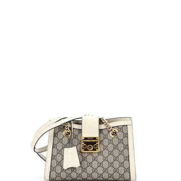 Padlock Chain Tote GG Coated Canvas with Leather Small