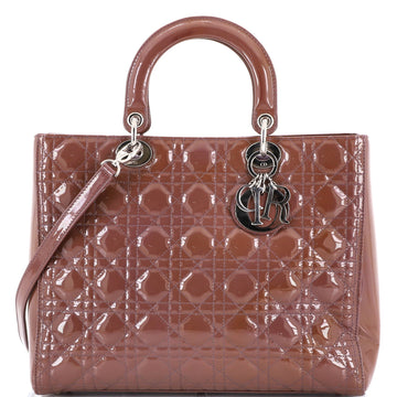 Lady Dior Bag Cannage Quilt Patent Large
