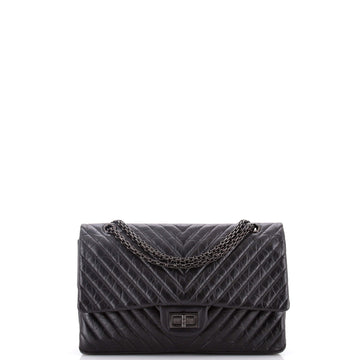 So Black Reissue 2.55 Flap Bag Chevron Aged Calfskin 227