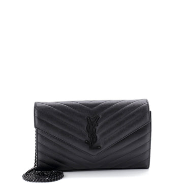 Classic Monogram Wallet on Chain Matelasse Chevron Leather Medium