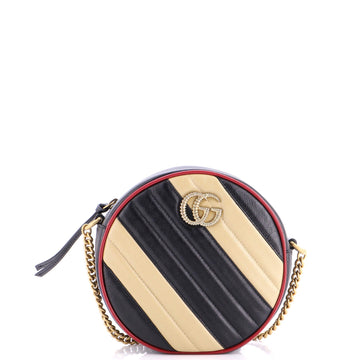 GG Marmont Round Shoulder Bag Diagonal Quilted Leather Mini