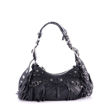 Le Cagole Giant Studs Fringe Shoulder Bag Leather XS