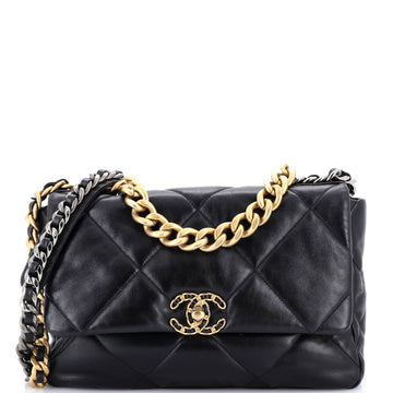 19 Flap Bag Quilted Leather Large