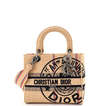 Lady D-Lite Bag Embroidered Jute Canvas Medium
